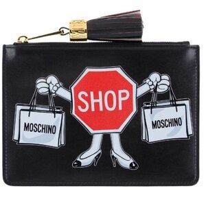 Moschino Black Clutch with Sign Graphic Shop stop